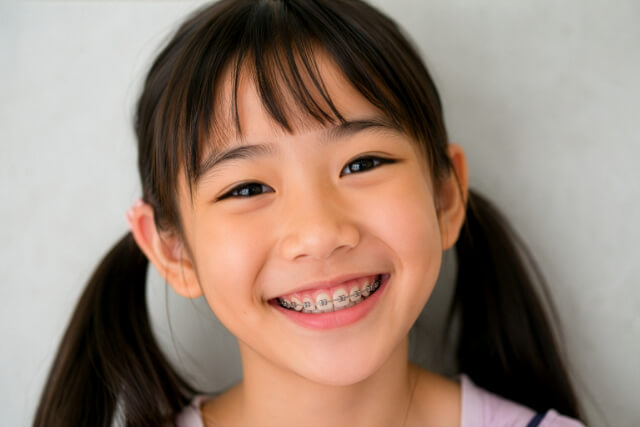 矯正器具を装着した女の子